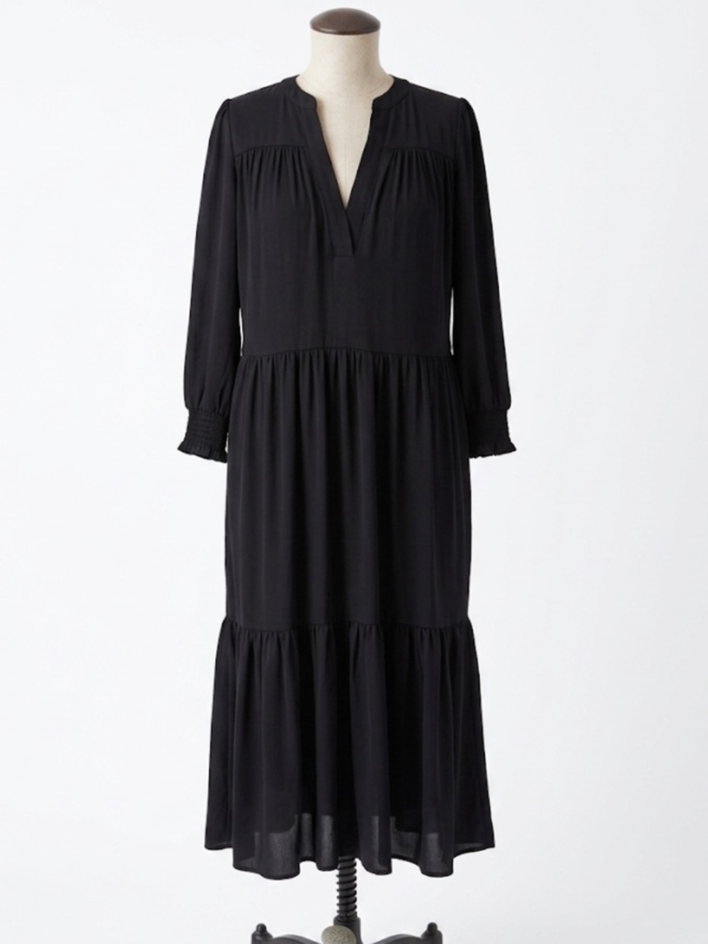 Express Black Long Sleeve Tiered Maxi Dress